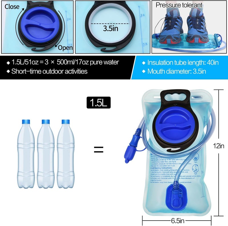 Mdvora 1.5L/2L/2.5L/3L Hydration Bladder, Large Opening Water Storage Bladder Bag, for Cycling Hiking Camping - Image 3